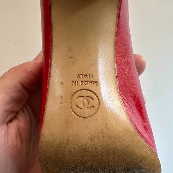 Chanel Leather Red Shoes US Size 6.5 (37.5) - Picture 10 of 13
